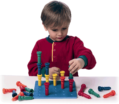 Child playing with tall stacker