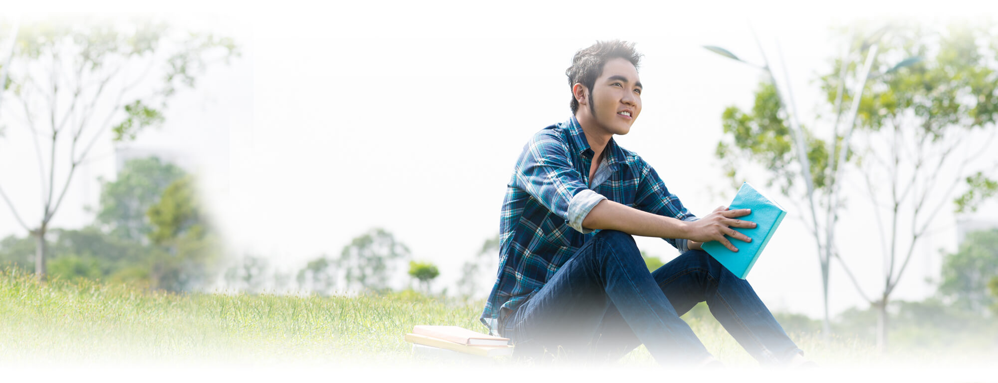 high school boy with book