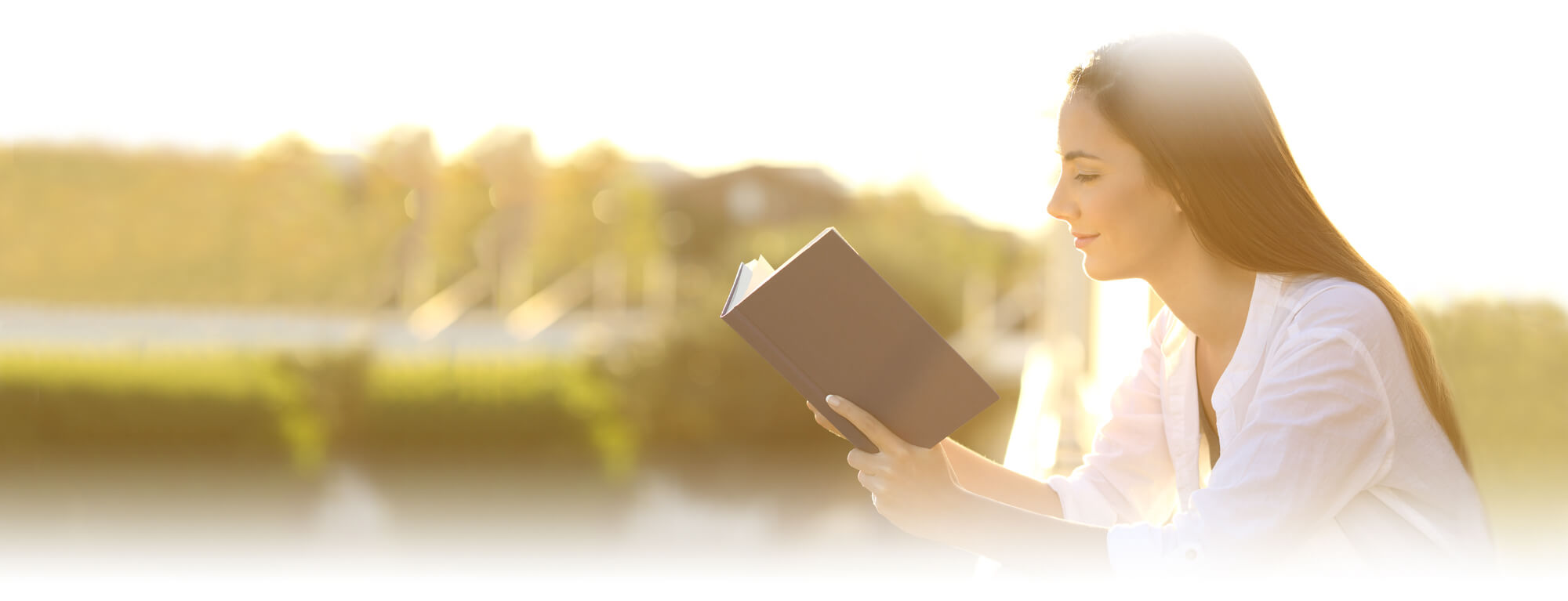 high school girl reading book